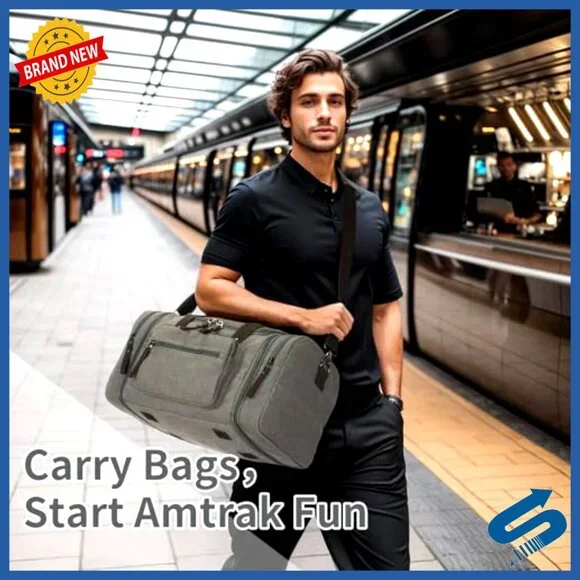 Expandable Canvas Weekender Duffel Lightweight Carry-On Travel Bag 3-5 Day Trips